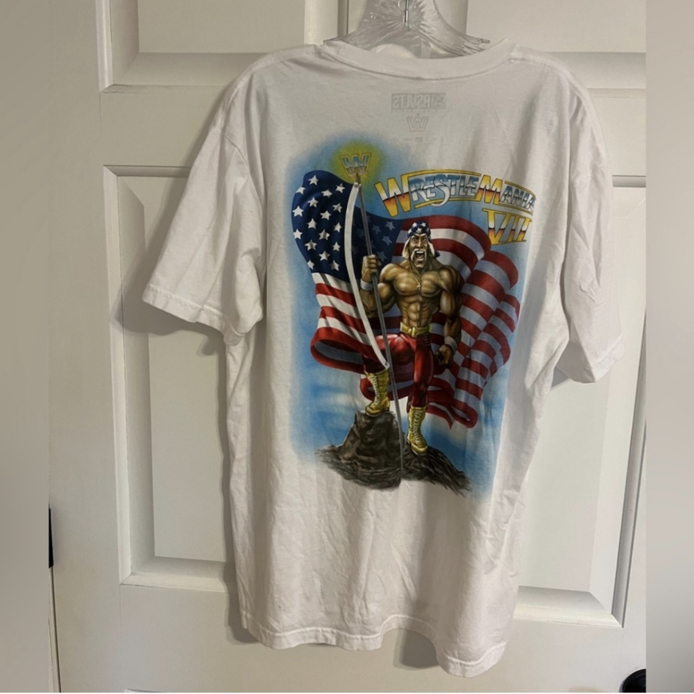 Wrestlemania 7 Hulk Hogan Super Stars Stripes T-Shirt Men's XL